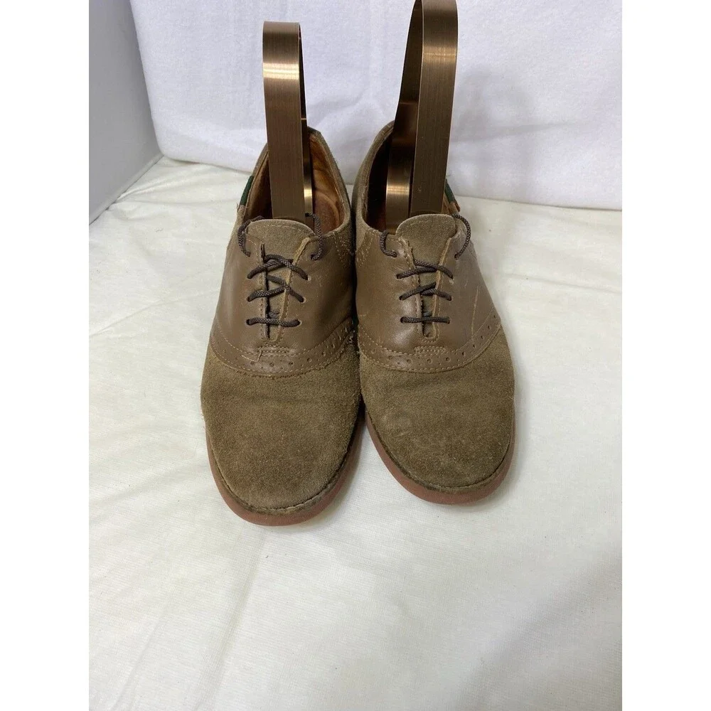 GH Bass Mens Saddle Oxford Size 8 Tan Camel Suede Leather Gum Sole Casual Shoe